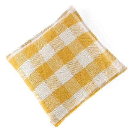 Yellow Plaid Square Decorative Throw Cushion Cover