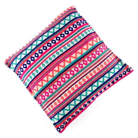 Pink Zigzag Print Cotton Cushion Cover