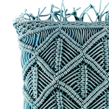 Blue MacramÃ© Pillow Cover