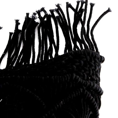 Black Macrame Cushion Cover with Fringes