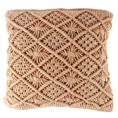 Coffee Cotton cube Macrame Cushion Cover