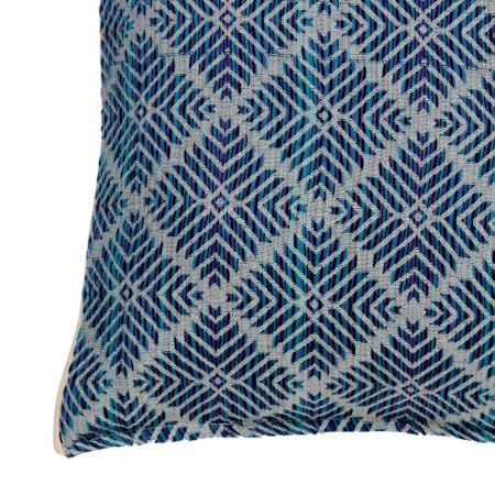 Indigo Blue and White Woven Cushion Cover