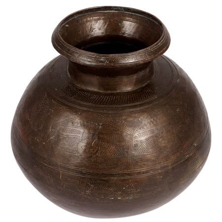 Brass Water Pot With Bird And Geometric Design