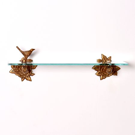 Brass Bird Figurine Bracket for Wall Shelves