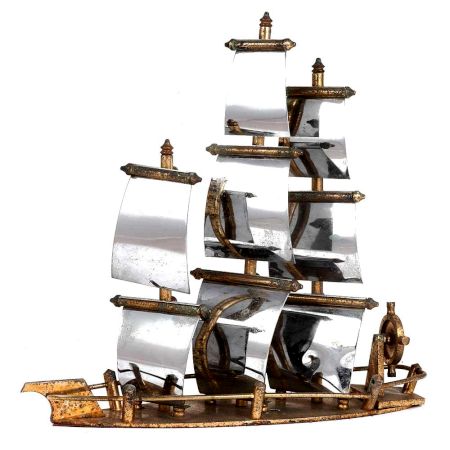 Brass Metal Sailboat Model Statue For Decoration