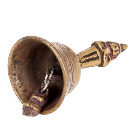Brass Handheld Bell With Deity Finial
