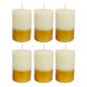 Handmade Night Blooming Jasmine Scented White & Golden Rustic Pillar Candle (Pack of 6 pcs)