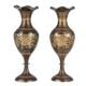 Black Etched Brass Etched Flower Design Vase In Pair