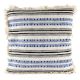 White Striped Woven Fringe Pillow Cover