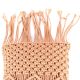 Peach Macrame Pillow Cover With Fringes