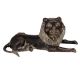 Brass Sitting Lion Statue in Black Finish