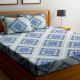 Blue Geometric Polycotton 1 Double King Size Bedsheet with 2 Pillow Covers