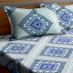 Blue Geometric Polycotton 1 Double King Size Bedsheet with 2 Pillow Covers