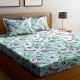 Green Floral Cotton 1 Double Queen Size Bedsheet With 2 Pillow Covers