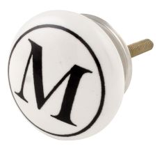 M Flat Alphabet Ceramic Drawer Knob