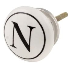N Flat Alphabet Ceramic Drawer Knob