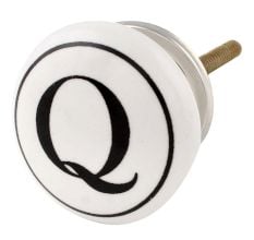 Q Flat Alphabet Ceramic Drawer Knob