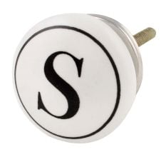 S Flat Alphabet Ceramic Drawer Knob