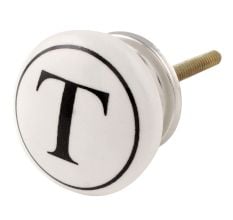 T Flat Alphabet Ceramic Drawer Knob