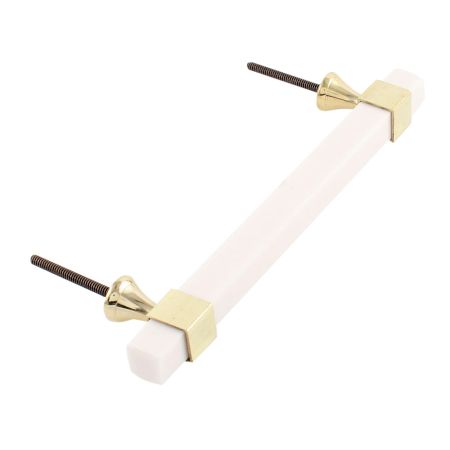 White Resin And Brass Door Handles (8 Inch)