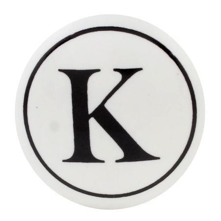 K Flat Alphabet Ceramic Drawer Knob