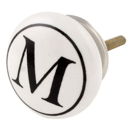 M Flat Alphabet Ceramic Drawer Knob