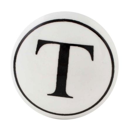 T Flat Alphabet Ceramic Drawer Knob