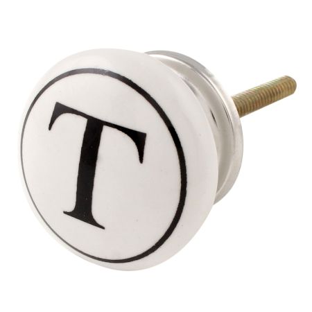 T Flat Alphabet Ceramic Drawer Knob