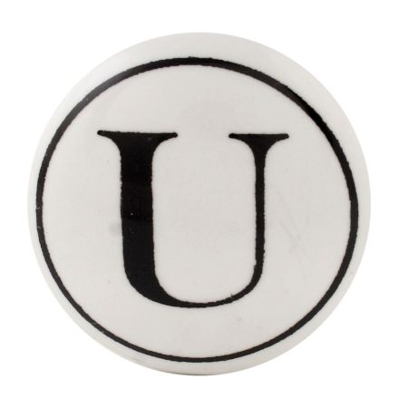 U Flat Alphabet Ceramic Drawer Knob