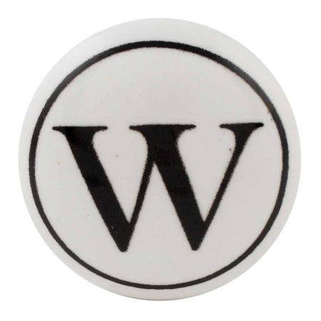W Flat Alphabet Ceramic Drawer Knob