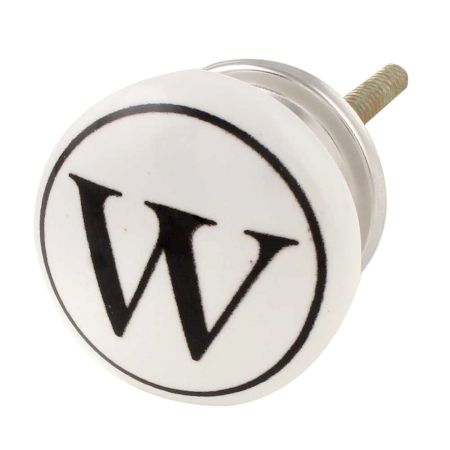 W Flat Alphabet Ceramic Drawer Knob