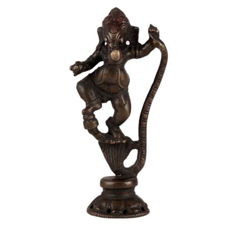 Brass Lord Ganesha Dancing On Sheshnag Statue