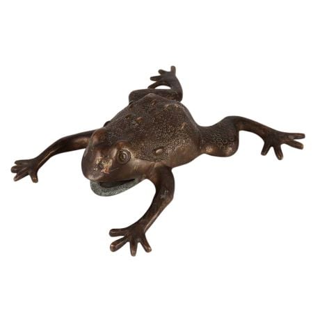Brass Frog Figurine In Black Finish