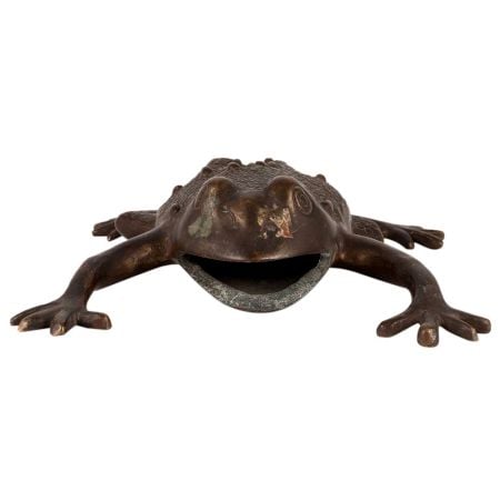 Brass Frog Figurine In Black Finish