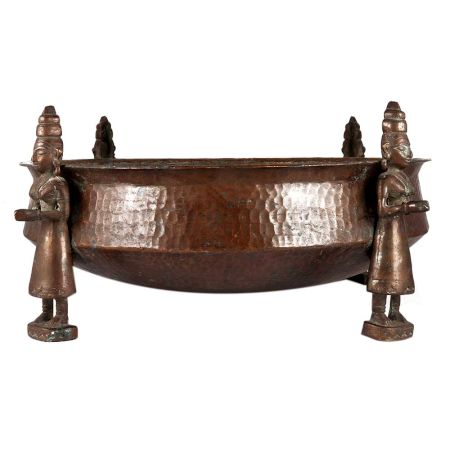 Ornate Brass Bath Bowl With God Figurines