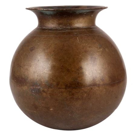 Round Brass Lota for Puja With Antique Finish