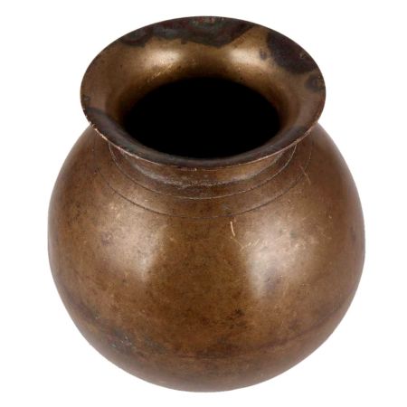 Round Brass Lota for Puja With Antique Finish