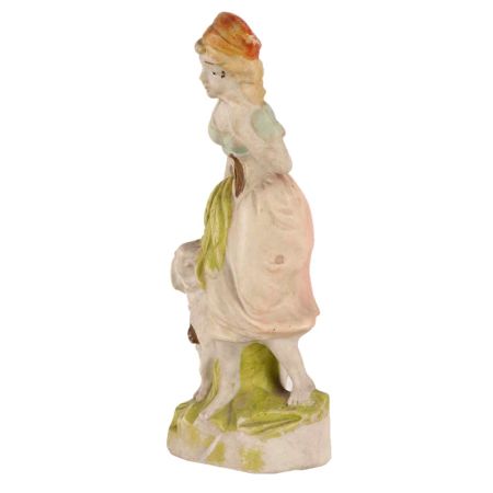 Vintage Ceramic Girl with Goat Figurine