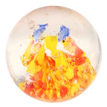 Yellow Aquatic Art Glass Paperweight