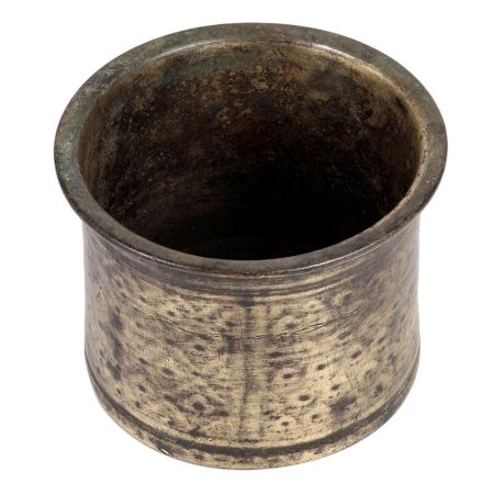 Vintage Used Holy Water Panchpatra Pot Carved