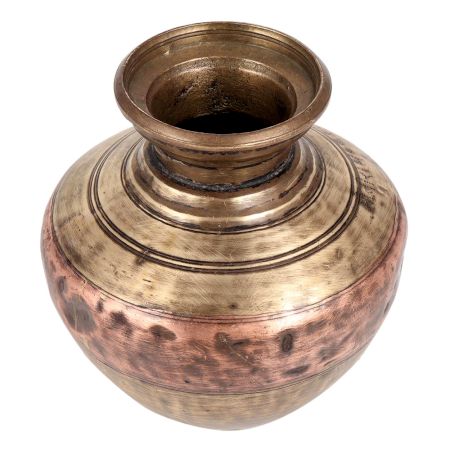 Vintage Used Holy Water Pot In Two Metals With Plain Design