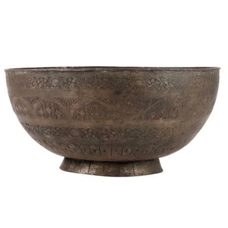 Handmade Brass Bowl With Faded Floral Pattern