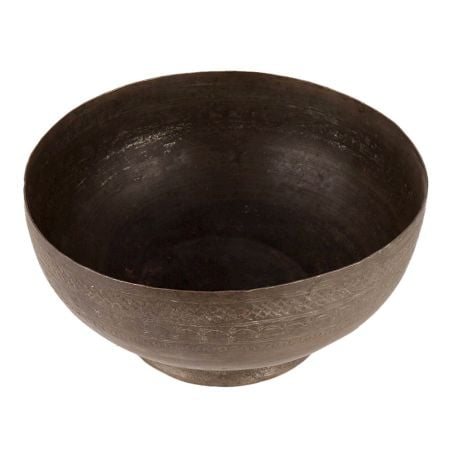 Etched Brass Pedestal Bowl In Dark Finish