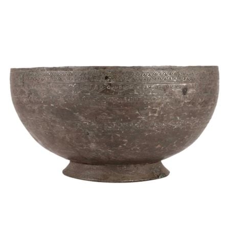 Brass Footed Bowl With Black Patina