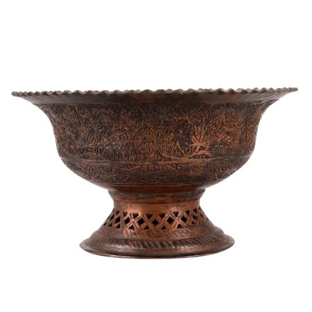 Vintage Kashmiri Art Bowl With Fine Utensil Work