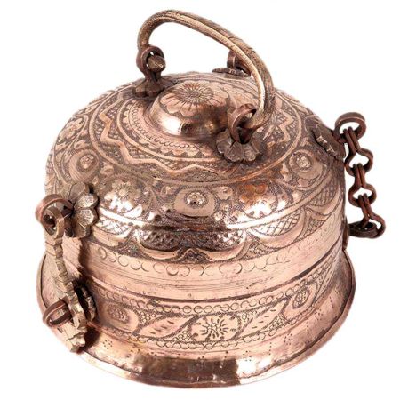 Brass Engraved Jewelry Box Storage Box With Chain