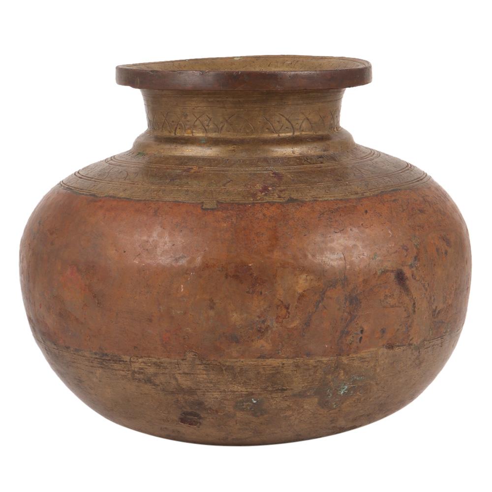 Vintage Holy Water Pot In 2 Metal Carved
