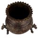 Brass Tribal Carved Planter On Horse Stand In Black Finish