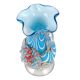 Swirl of White and Blue Hues Glass VaseÂ With Handles