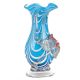 Swirl of White and Blue Hues Glass VaseÂ With Handles